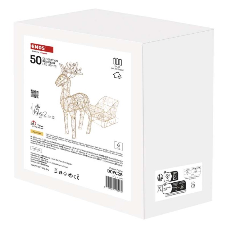 LED sobí spřežení, 47 cm, 3x AA, vnitřní, teplá bílá, časovač