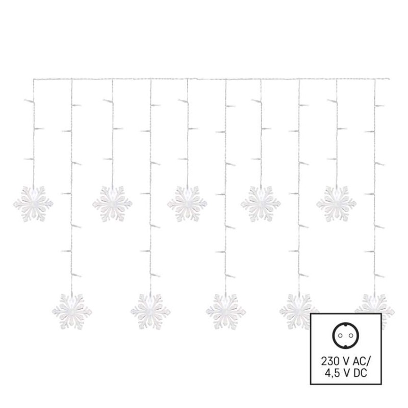 LED vánoční závěs – vločky, 135x50 cm, vnitřní, studená bílá