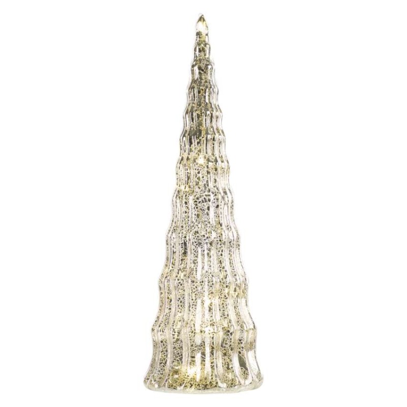 LED vánoční skleněný stromek, 27 cm, 2x CR2032, vnitřní, teplá bílá, časovač
