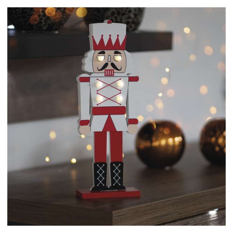 LED dřevěný louskáček, 29 cm, 1× CR2032, vnitřní, teplá bílá