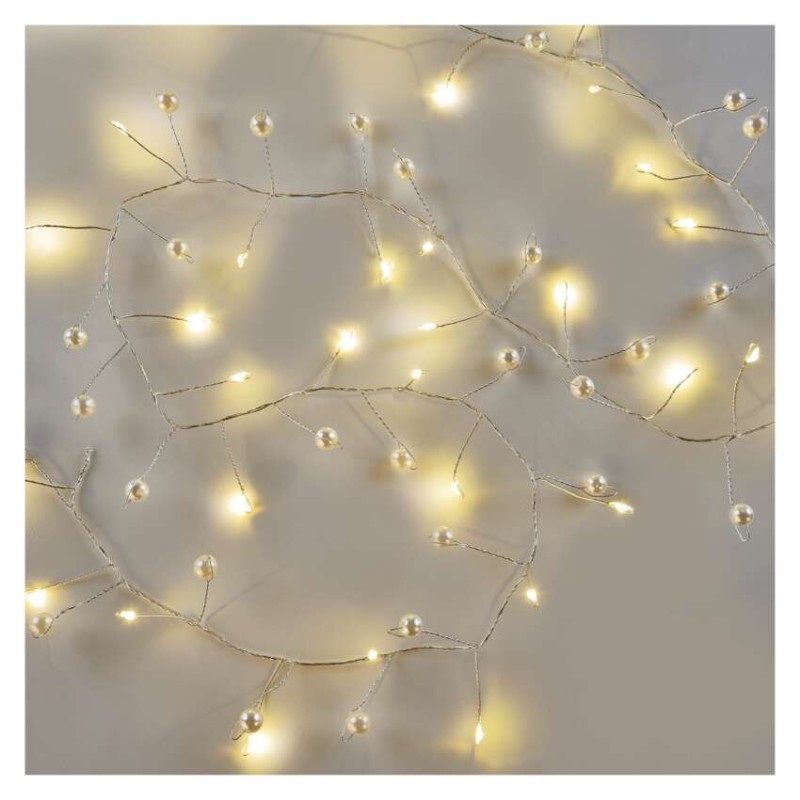 LED girlanda – perly, 1,2 m, 3x AA, vnitřní, teplá bílá, časovač