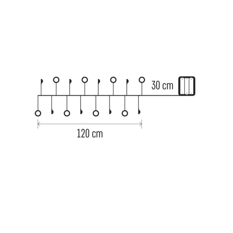 LED girlanda – perly, 1,2 m, 3x AA, vnitřní, teplá bílá, časovač