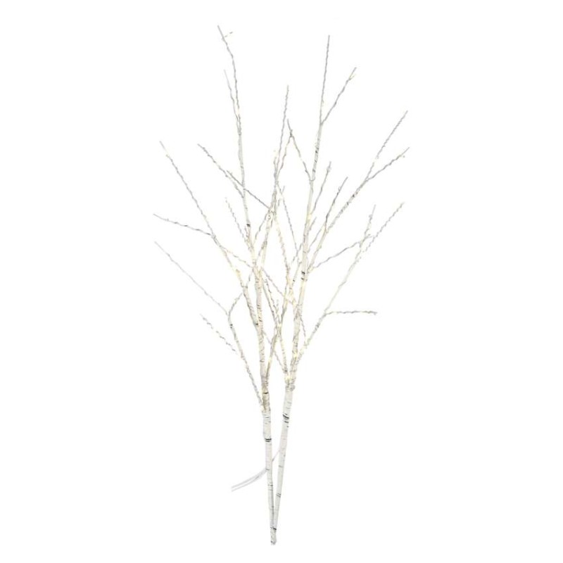 LED dekorace – 2x březová větvička, 60 cm, 3x AA, venkovní i vnitřní, teplá bílá, časovač