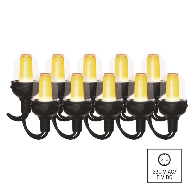 LED světelný řetěz – 10x párty žárovky, 4,5 m, venkovní i vnitřní, vintage