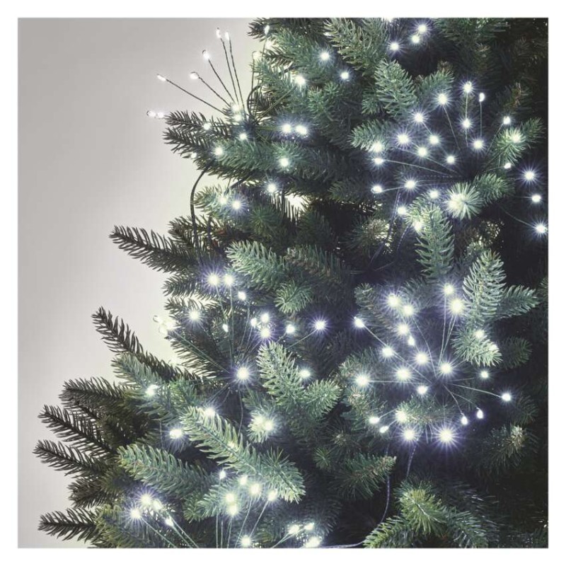 LED světelný řetěz – svítící trsy, nano, 8 m, vnitřní, studená bílá, časovač