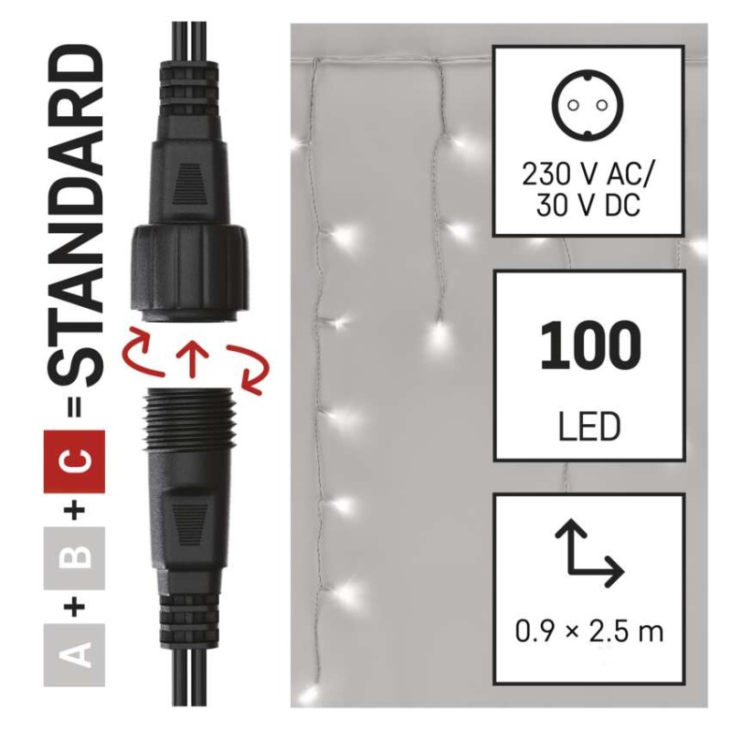 Standard LED spojovací řetěz blikající – rampouchy, 2,5 m, venkovní, studená bílá