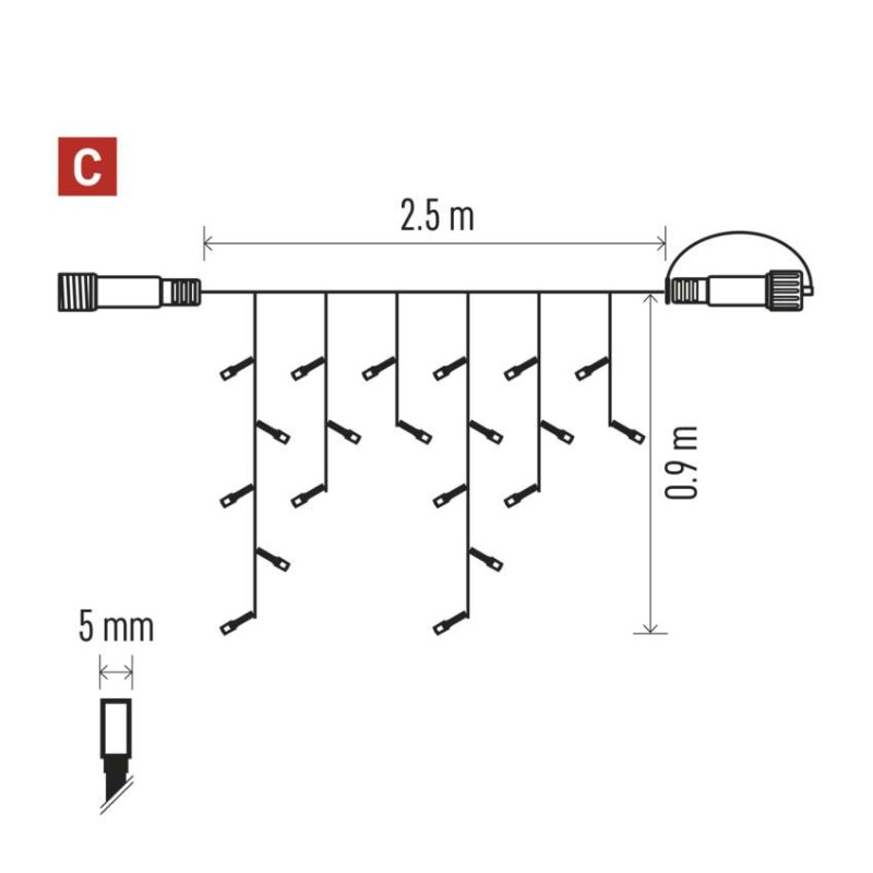 Standard LED spojovací řetěz blikající – rampouchy, 2,5 m, venkovní, studená bílá