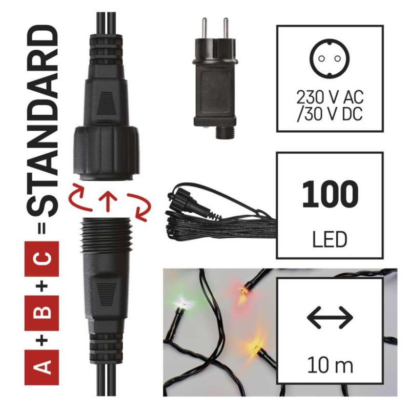 Základní sada pro spojovací řetězy Standard, 10 m, venkovní, multicolor, časovač