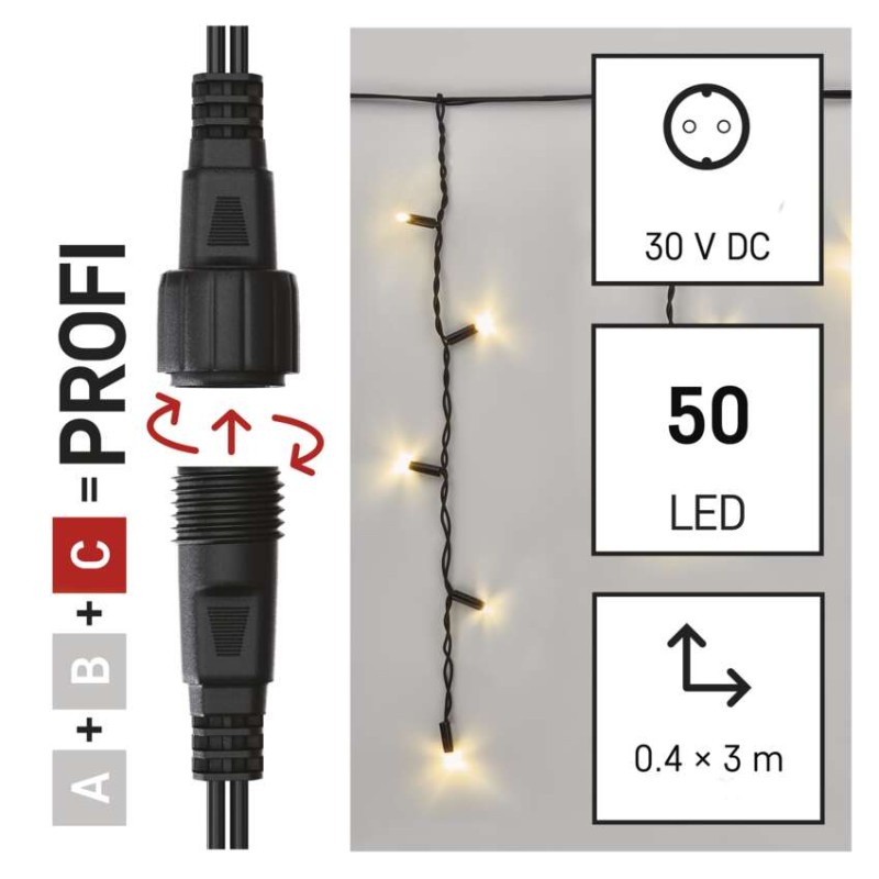 Profi LED spojovací řetěz problikávající – rampouchy, 3 m, venkovní, teplá bílá