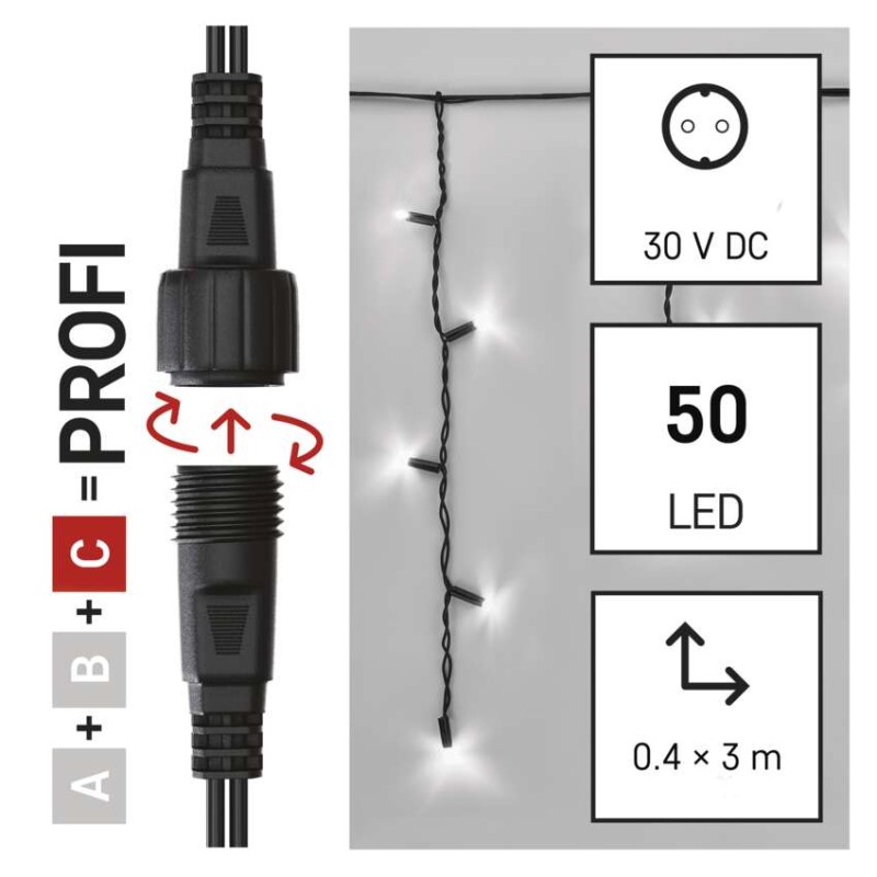 Profi LED spojovací řetěz problikávající – rampouchy, 3 m, venkovní, studená bílá