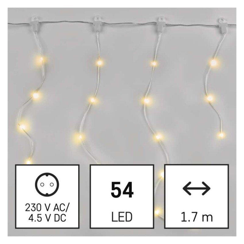 LED vánoční drop řetěz – rampouchy, 1,7 m, venkovní i vnitřní, teplá bílá, programy