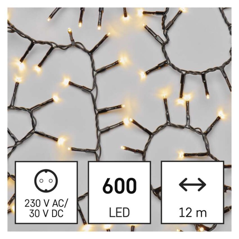 LED vánoční řetěz – ježek, 12 m, venkovní i vnitřní, teplá bílá, časovač