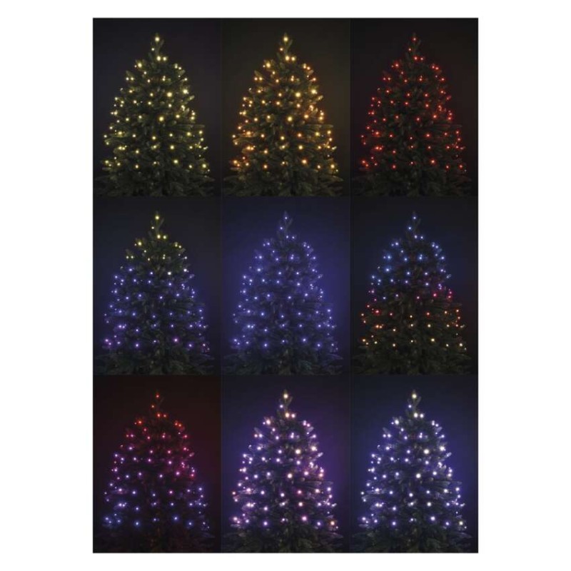 LED vánoční řetěz, 12 m, venkovní i vnitřní, RGB, ovladač, programy, časovač
