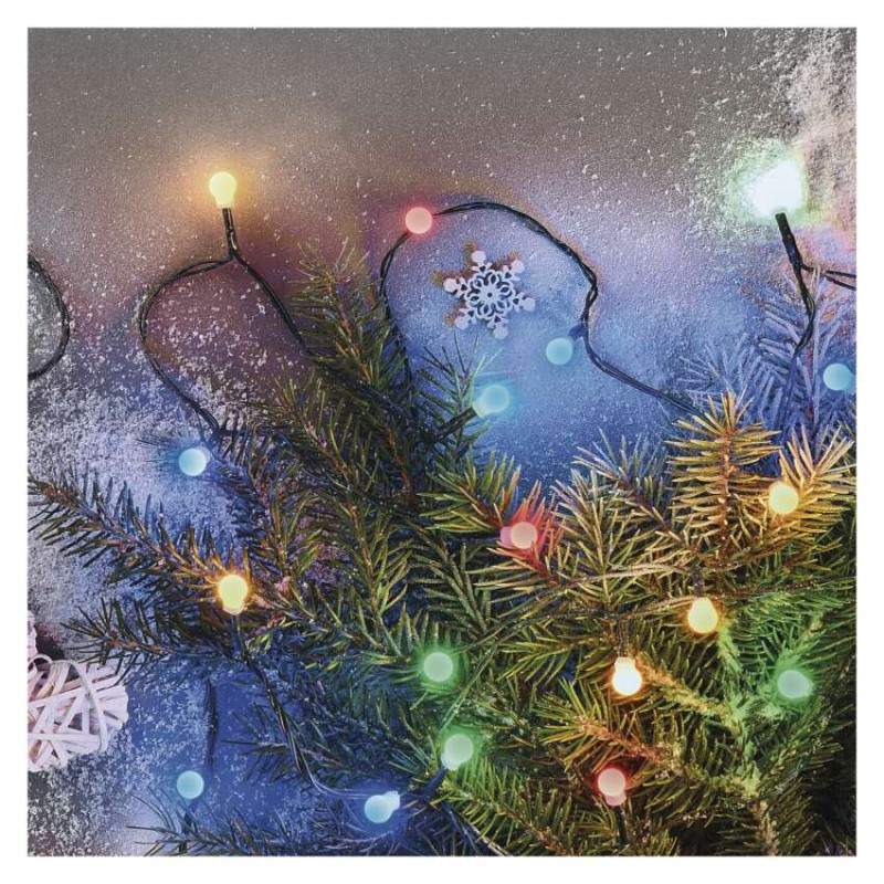 LED vánoční cherry řetěz – kuličky, 8 m, venkovní i vnitřní, multicolor, programy