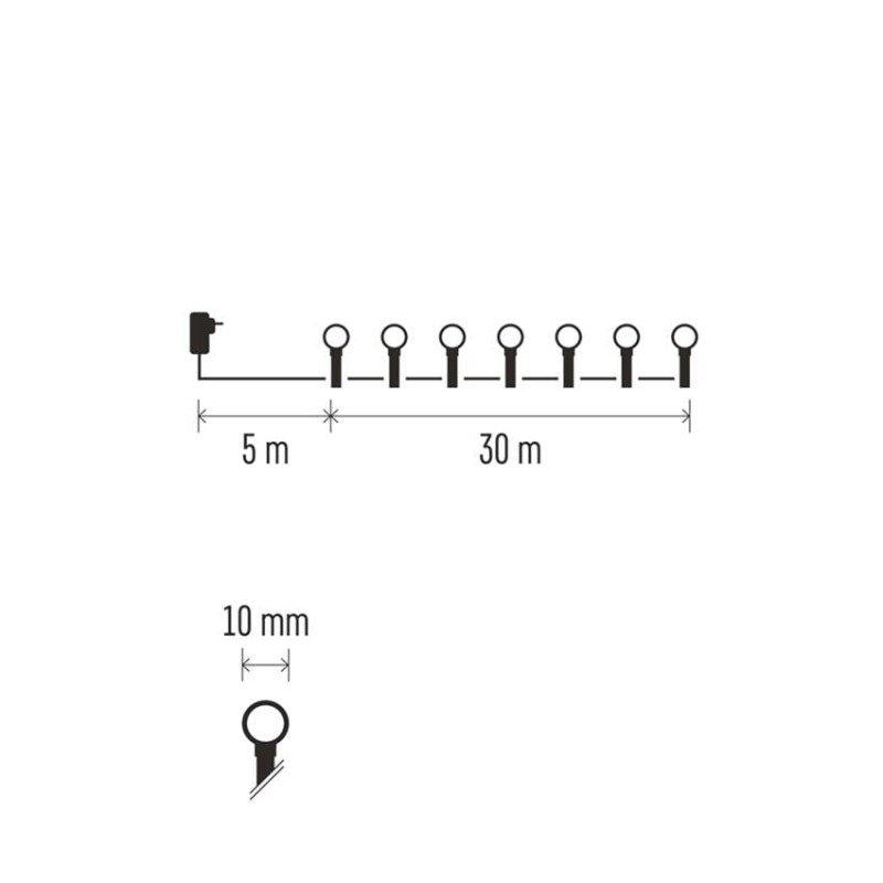 LED vánoční cherry řetěz – kuličky, 30 m, venkovní i vnitřní, multicolor, programy,časovač