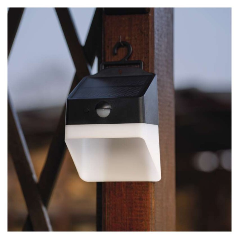 Solární LED svítidlo LUNIS s pohybovým čidlem, černé, neutrální bílá