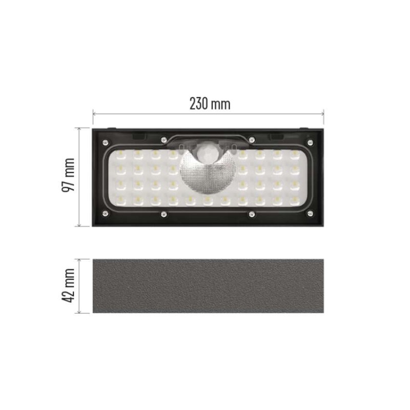 Solární LED svítidlo BRIXO s pohybovým čidlem, černé, neutrální bílá