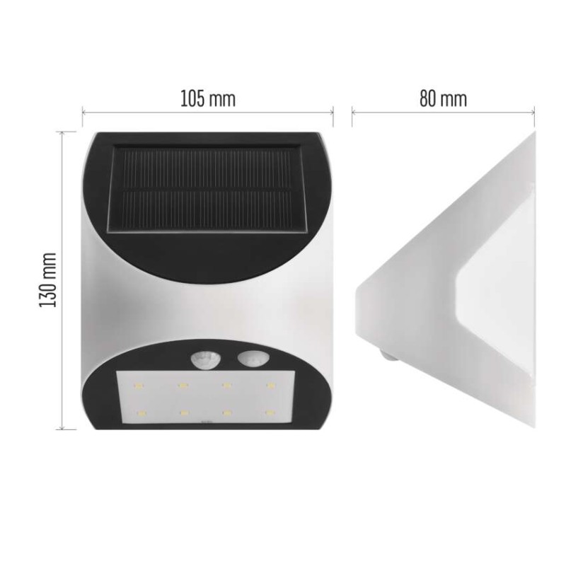 Solární LED svítidlo LUMI s pohybovým čidlem, bílé, neutrální bílá