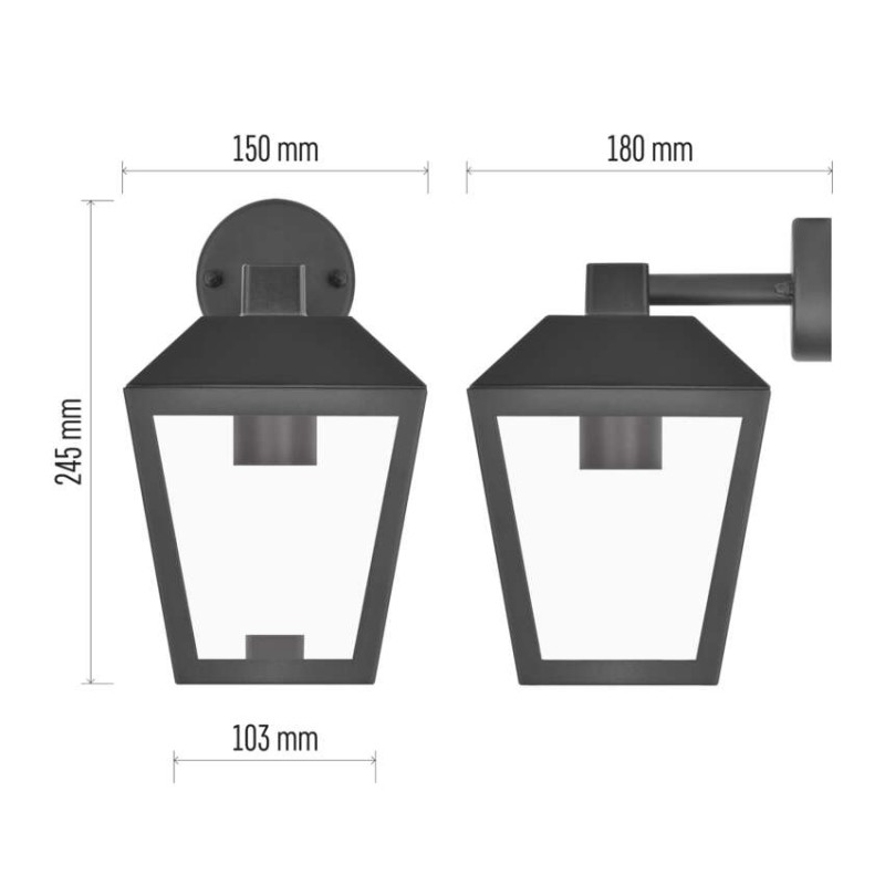LED zahradní nástěnné svítidlo, 18 x 15 x 24,5 cm, 1 x E27, 15 W