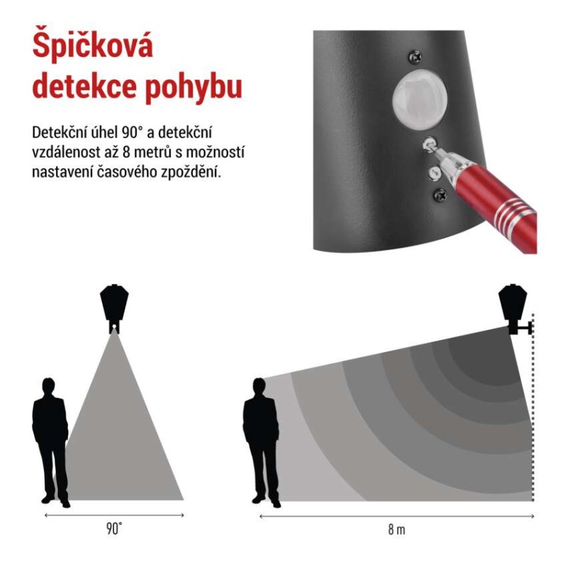 LED zahradní nástěnné svítidlo s čidlem soumraku, 19,8 x 15 x 29,8 cm, 1 x E27, 15 W