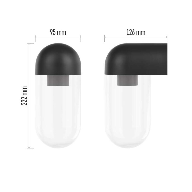 LED zahradní nástěnné svítidlo CASSIA, 12,6 × 9,5 × 22,2 cm, 1 × E27, 15 W