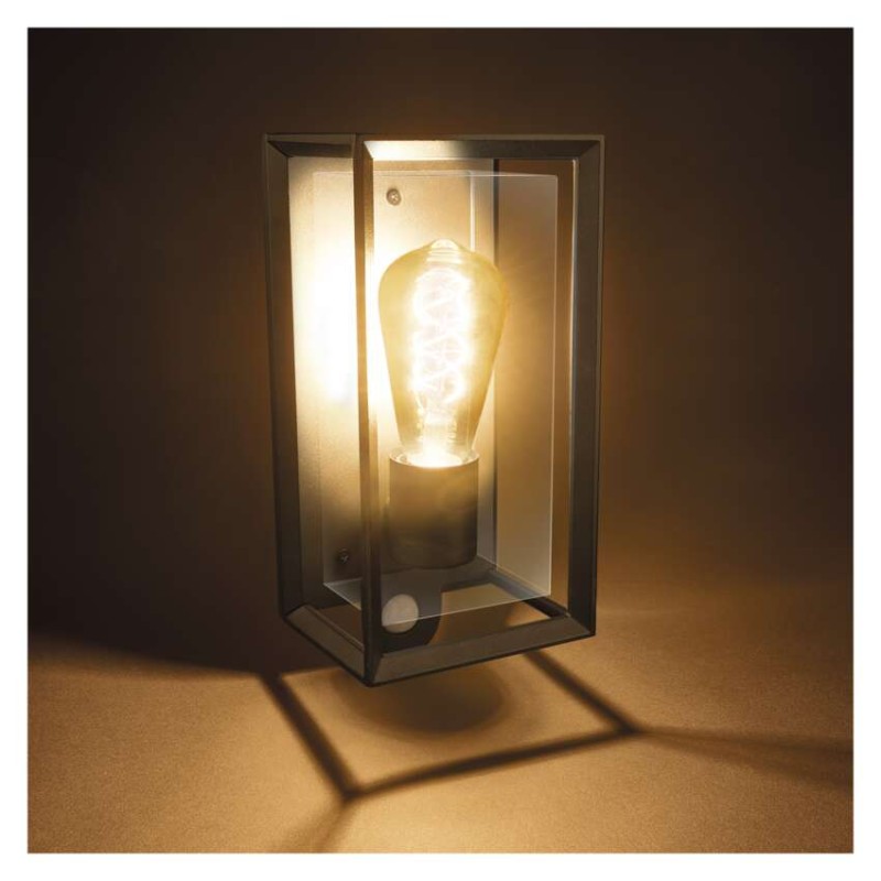 LED zahradní nástěnné svítidlo s čidlem soumraku MALVA, 13 × 12 × 28 cm, 1 × E27, 15 W