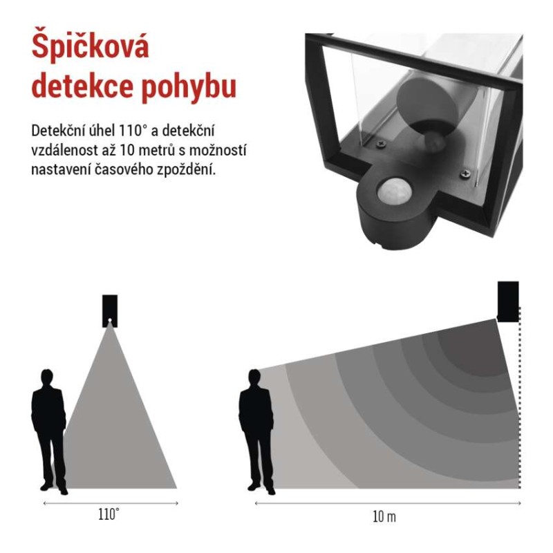 LED zahradní nástěnné svítidlo s čidlem soumraku MALVA, 13 × 12 × 28 cm, 1 × E27, 15 W