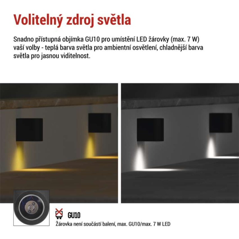 LED zahradní nástěnné svítidlo, 8,8 x 6,7 x 8 cm, 1 x GU10, 35 W