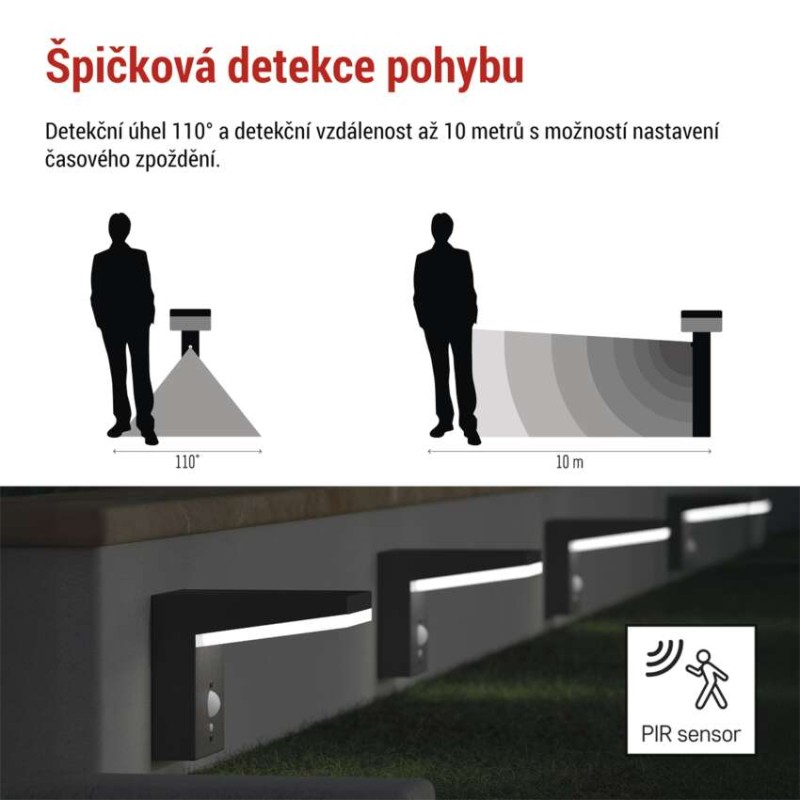 LED zahradní solární nástěnné svítidlo s čidlem soumraku, VEREA, 10,7 × 15,4 × 13 cm