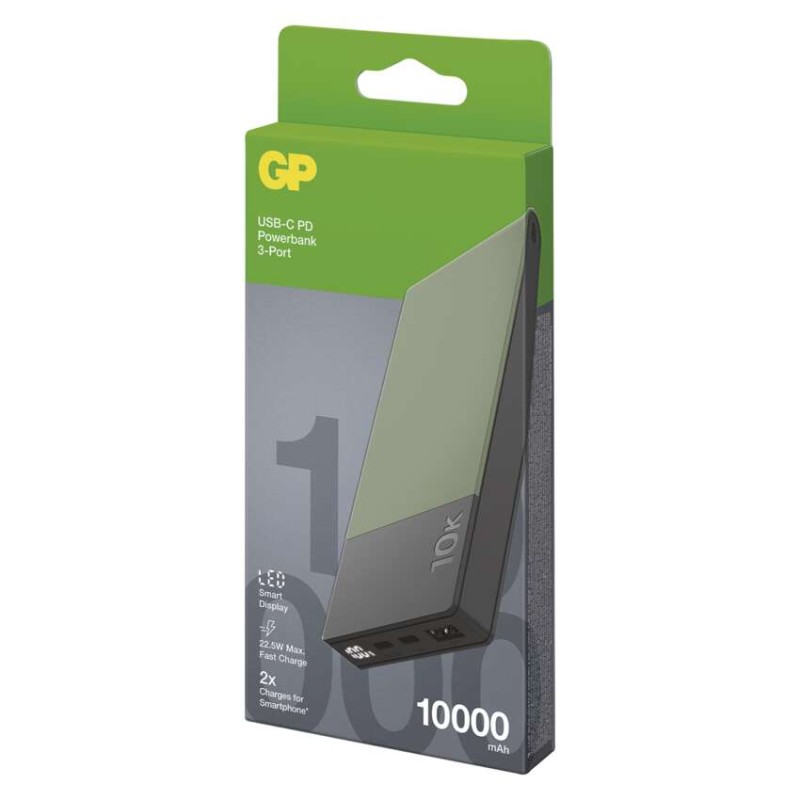 Powerbanka GP M2+ Series, 10 000 mAh, 22,5 W, zelená