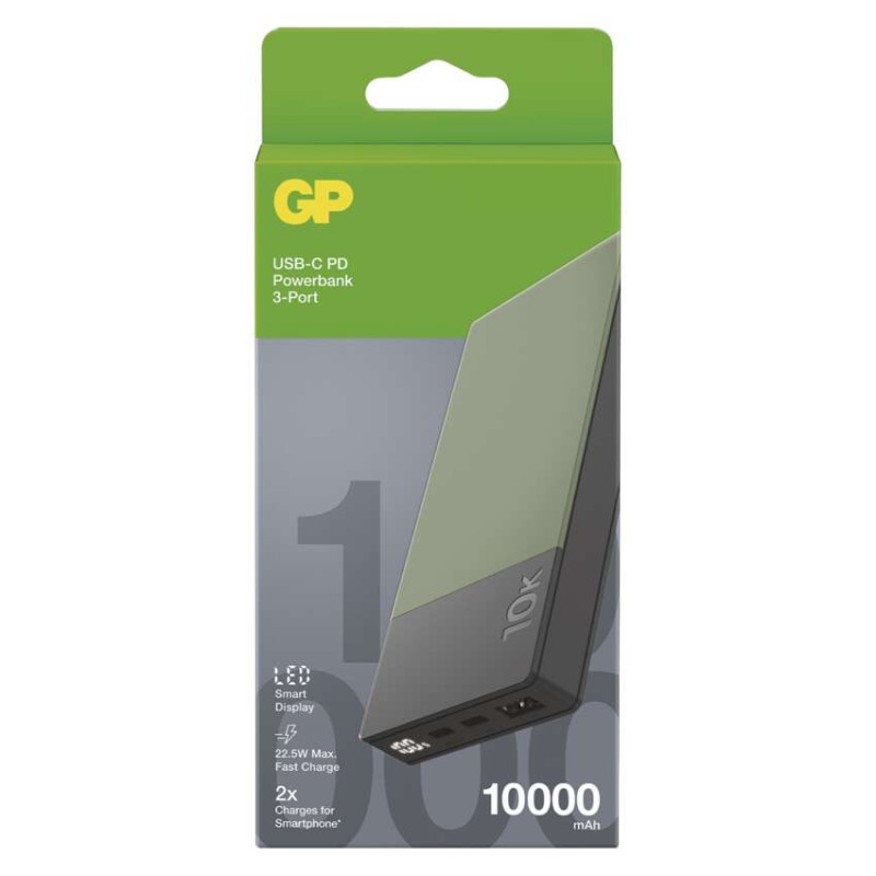 Powerbanka GP M2+ Series, 10 000 mAh, 22,5 W, zelená
