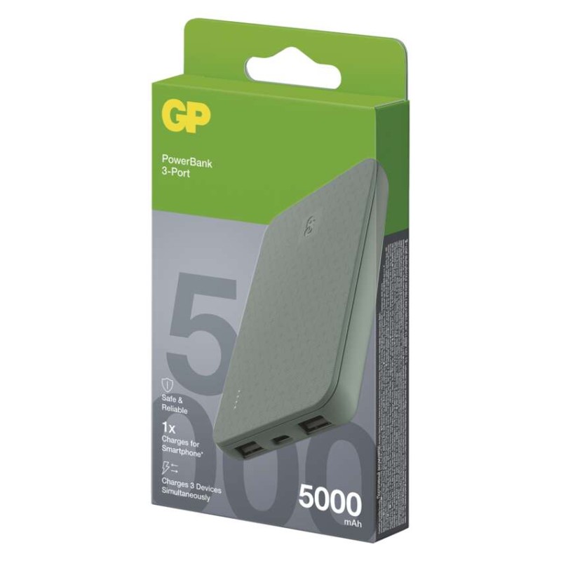 Powerbanka GP B+ Series, 5 000 mAh, 12 W, zelenošedá