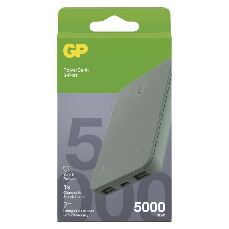 Powerbanka GP B+ Series, 5 000 mAh, 12 W, zelenošedá