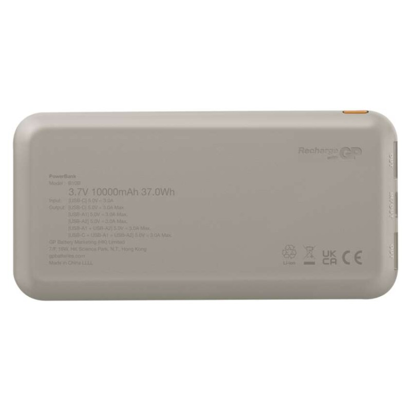 Powerbanka GP B+ Series, 10 000 mAh, 15 W, béžová
