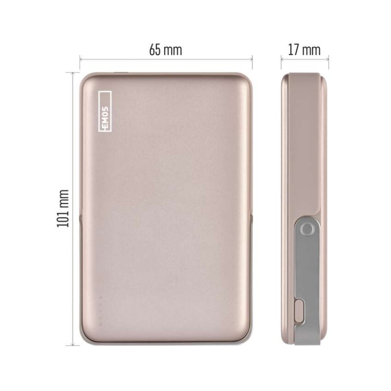Powerbanka EMOS WI 1031, 10 000 mAh, 20 W + wireless, růžovo-zlatá