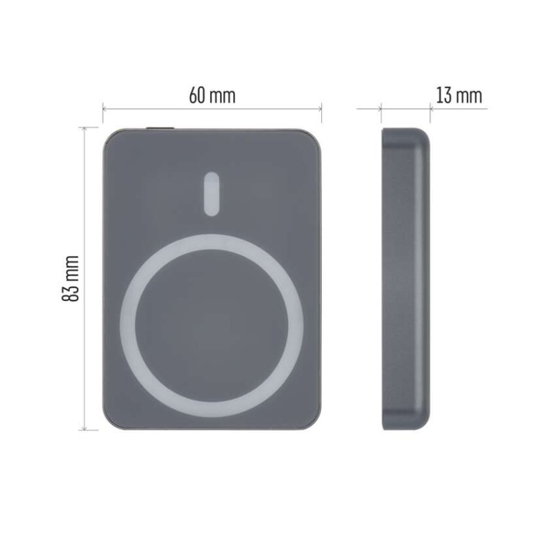 Powerbanka EMOS WI 522, 5 000 mAh, 20 W+Wireless, šedá