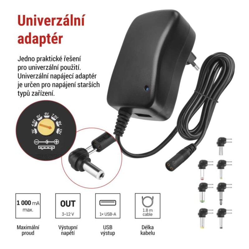 Univerzální pulzní USB napájecí zdroj 1000 mA s hřebínkem