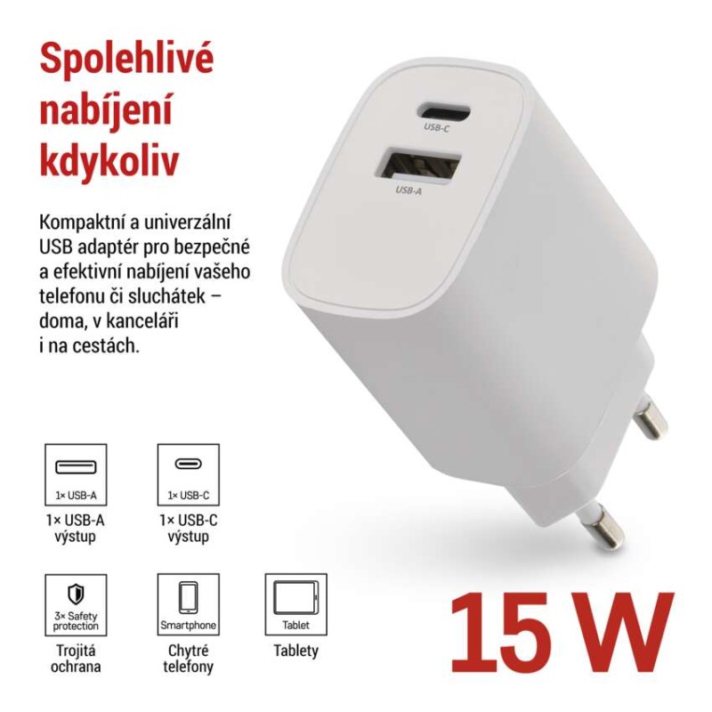 Univerzální USB adaptér BASIC do sítě 15 W max.