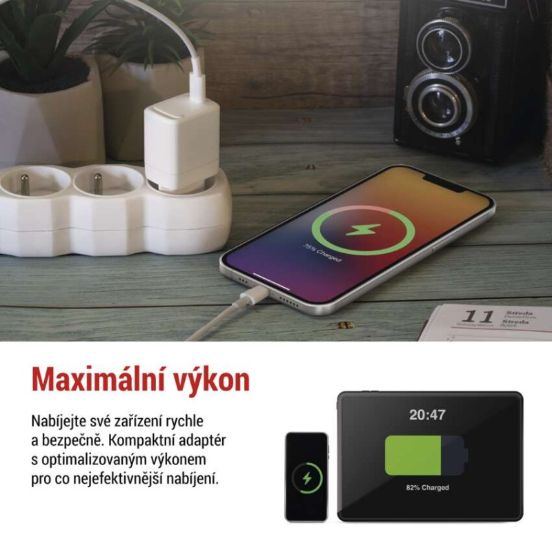 Univerzální USB adaptér GaN do sítě PD 20 W max.