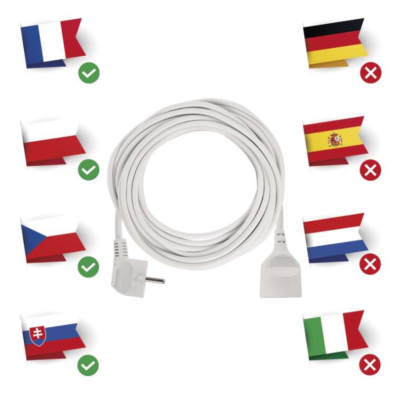 Prodlužovací kabel 10 m / 1 zásuvka / bílý / PVC / 1,5 mm2