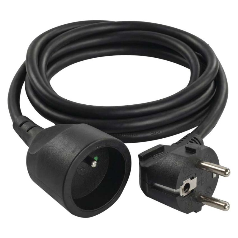 Prodlužovací kabel 1,5 m / 1 zásuvka / černý / PVC / 1 mm2
