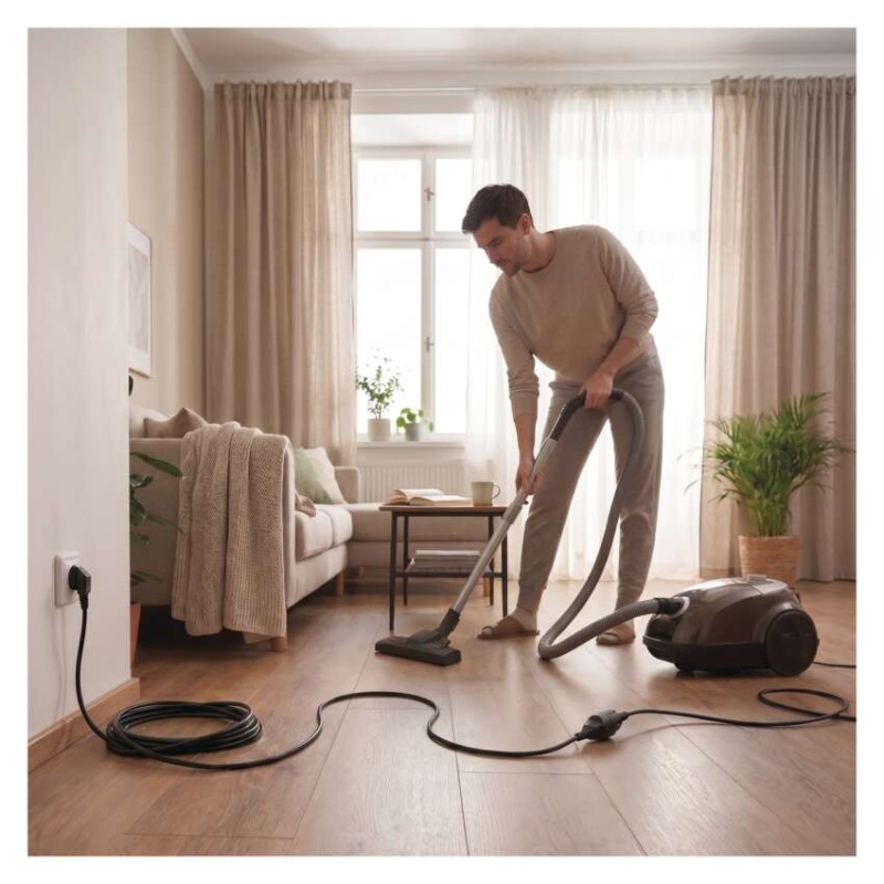 Prodlužovací kabel 3 m / 1 zásuvka / černý / PVC / 1,5 mm2
