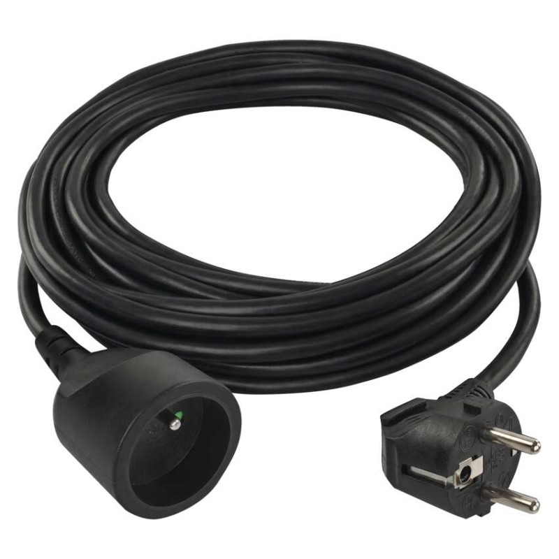 Prodlužovací kabel 5 m / 1 zásuvka / černý / PVC / 1,5 mm2