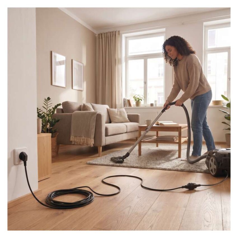 Prodlužovací kabel 5 m / 1 zásuvka / černý / PVC / 1,5 mm2
