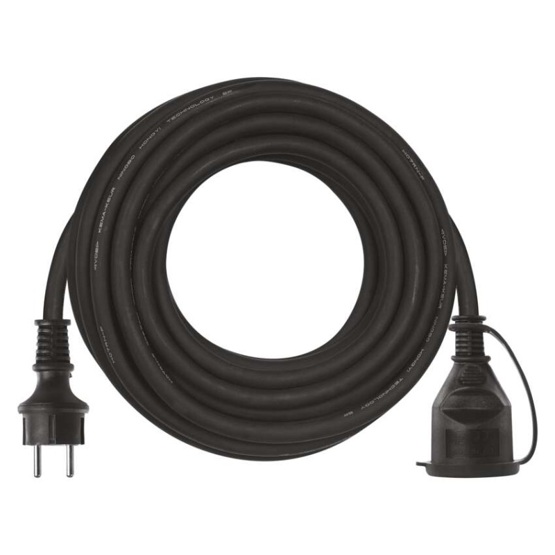 Venkovní prodlužovací kabel 10 m / 1 zásuvka / černý / guma-neopren / 230 V / 1,5 mm2