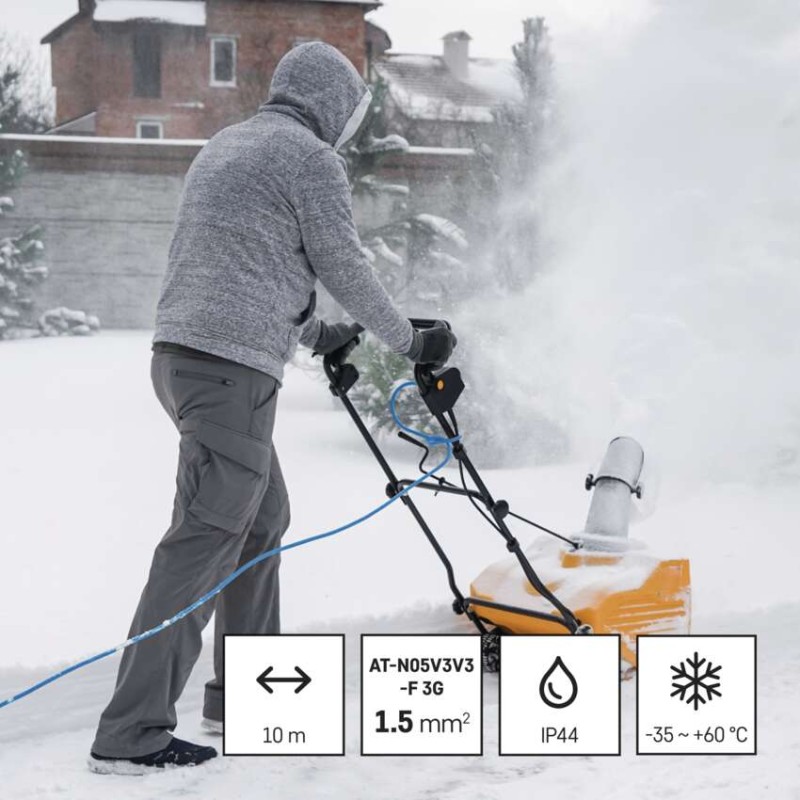 Počasí odolný prodlužovací kabel 10 m / 1 zásuvka / černý / silikon / 230 V / 1,5 mm2