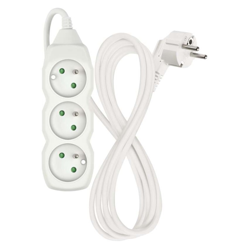 Prodlužovací kabel 2 m / 3 zásuvky / bílý / PVC / 1 mm2