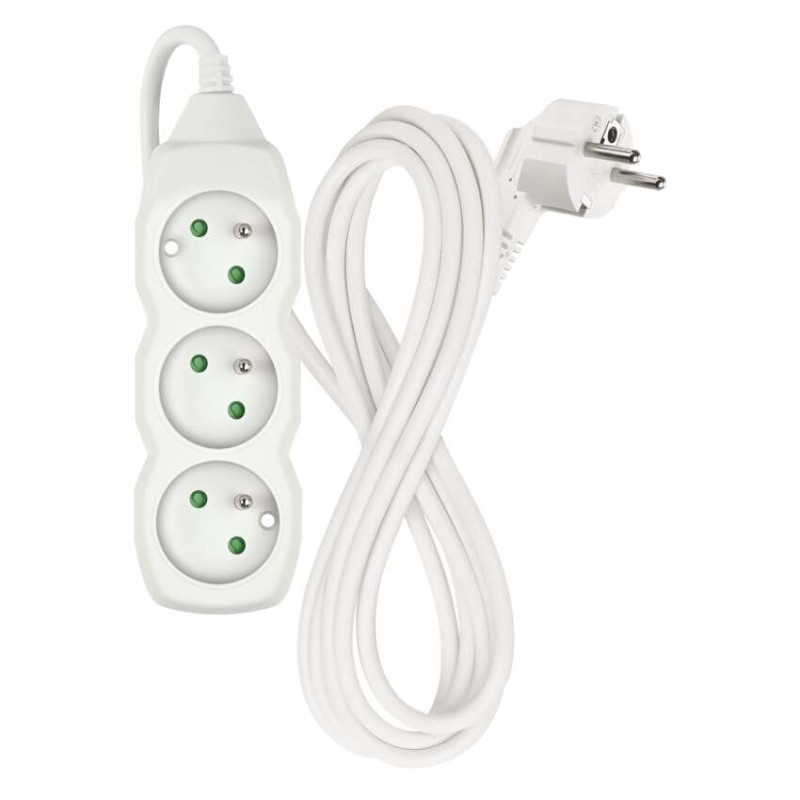 Prodlužovací kabel 3 m / 3 zásuvky / bílý / PVC / 1 mm2