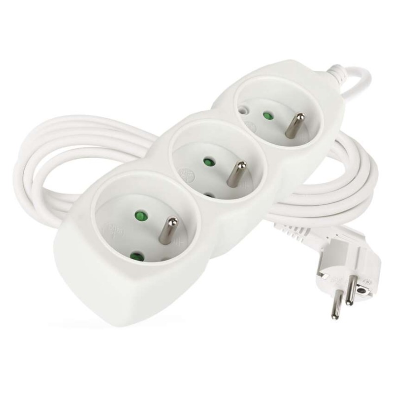 Prodlužovací kabel 3 m / 3 zásuvky / bílý / PVC / 1,5 mm2