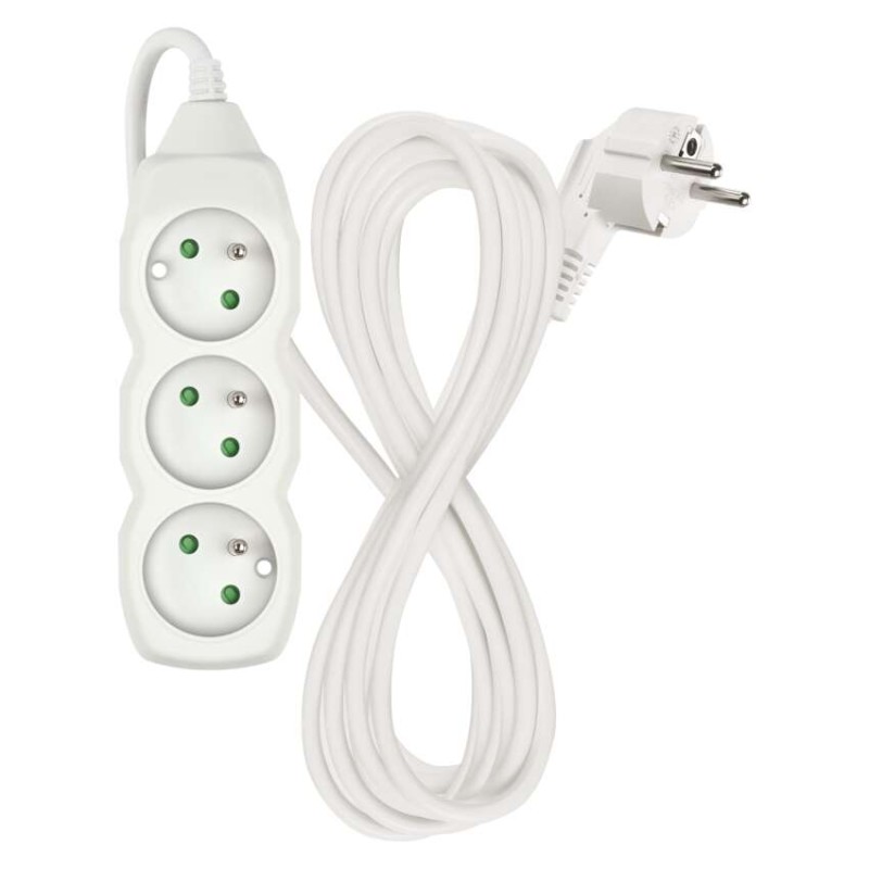 Prodlužovací kabel 5 m / 3 zásuvky / bílý / PVC / 1 mm2